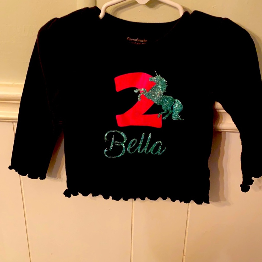 2nd birthday unicorn shirt with the name “ Bella”